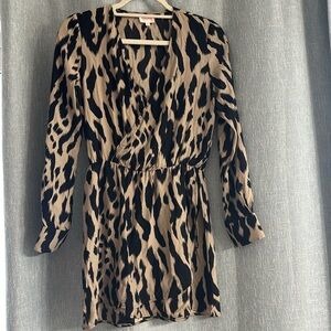 Long sleeve cheetah print short dress size XS